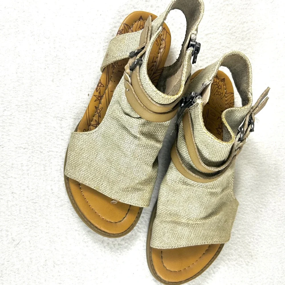 Blowfish Malibu B130 Sandals GIrls Size 2 Beige Boho Casual‎ Summer Shoes